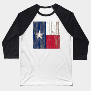 Rustic Primitive Wood Grain Western Country Texas Flag Baseball T-Shirt